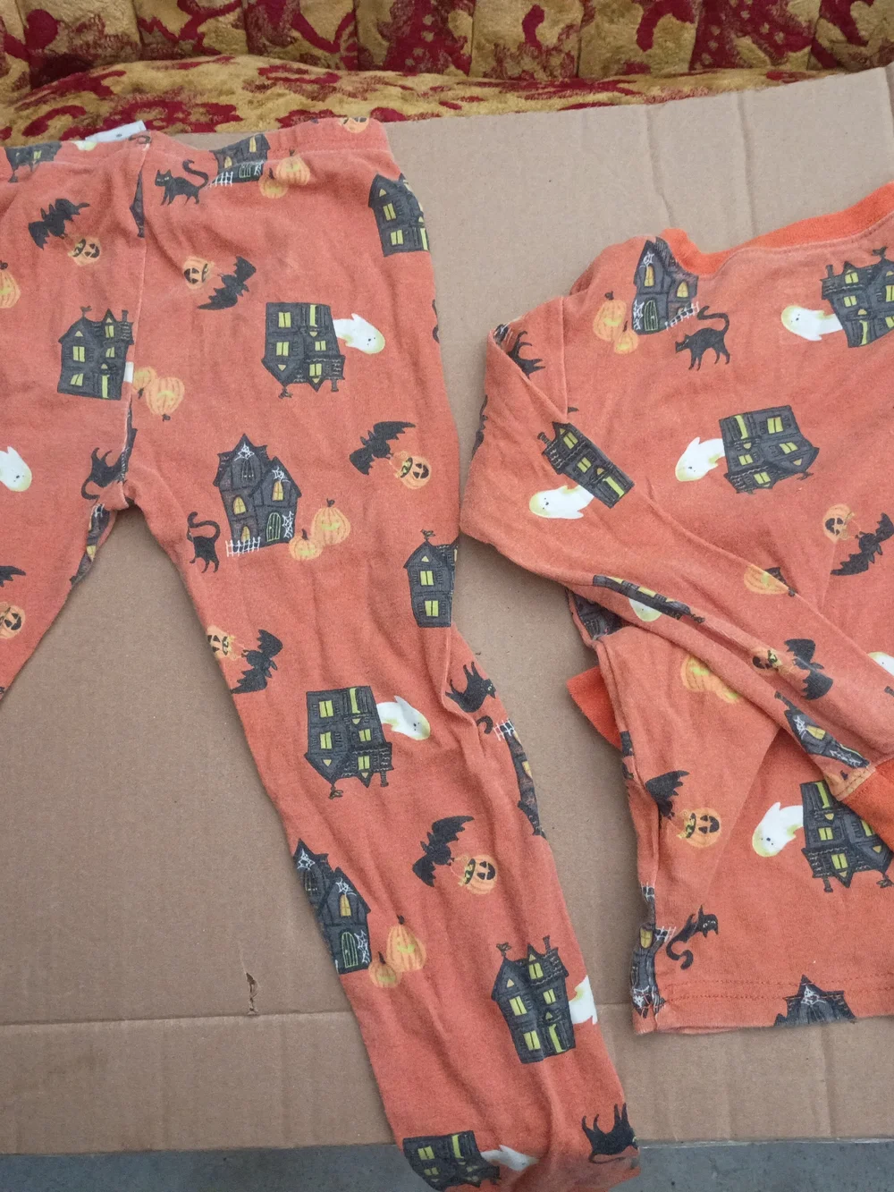 Carter's Orange Halloween Haunted House Pajama Set with Ghosts & Bats